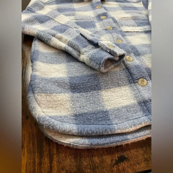 Fuzzy Flannel Sherpa Button Down Coat - Picture 3 of 13